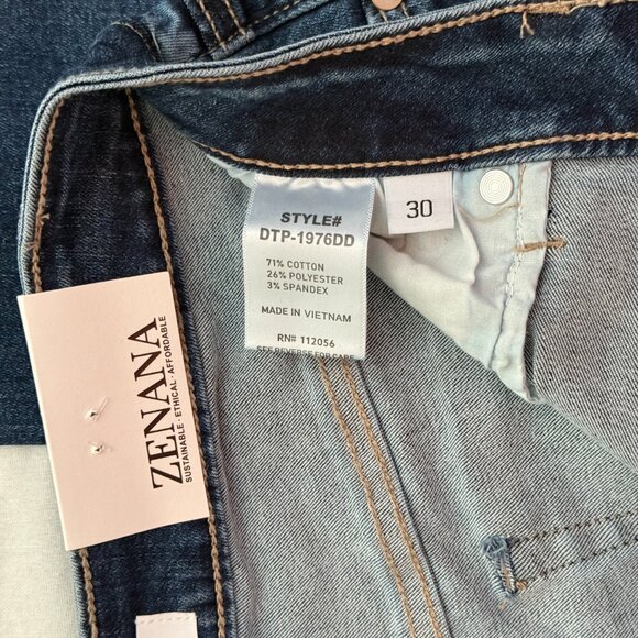 Zenana Super Stretch High Rise Bell Bottom Retro 70s Dark Wash Jeans - Picture 15 of 16